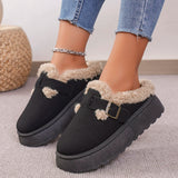 Hnzxzm New Luxury Winter Women's Boken Shoes Plush Fashion Retro Bean Shoes Cotton Women's Flat Sole Slippers Platform Women Boots