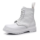 Hnzxzm Men's Genuine Leather Boots White Couple Models Wear-resistant Round Toe Breathable Non-slip Casual Trend All-match 35-46