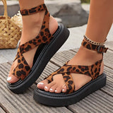 Hnzxzm 2024 Women's Sandals Fashion Printed Designer Round Toe Open Toe Sandals Outdoor Casual Beach Skirt Thick Sole