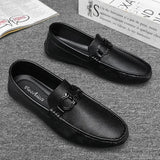 Hnzxzm High Quality Leather Loafers Men Casual Shoes Moccasins Slip on Men's Flats Fashion Men Boat Shoes Male Driving Shoes Hombre