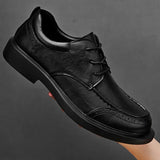 Hnzxzm Fashion Classic Men's Genuine Leather Shoes Lace Up Office Business Shoes Commuter Men's Casual Shoes Banquet Suit Shoes