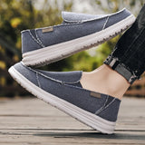 Hnzxzm Summer Denim Canvas Men Breathable Casual Shoes Outdoor Non-Slip Sneakers Comfortable Driving Shoes Men's Loafers Big Size 39-47