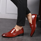 Hnzxzm Dress Shoe Men Casual Man Shoe Leather Loafers for Men Classic Shoes Red Plus Size Casual Men's Dress Shoes Office Business