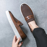 Hnzxzm Italian Luxury Suede Loafers Men's Slip-On Party Leather Shoes Slip-on Fashion Soft-soled Casual Shoes Wedding Fashion Moccasin