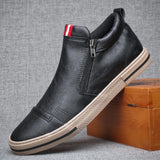 Hnzxzm New Style Slip-on Side Zip Men Boots Autumn Fashion High-Top Sneaker Shoes British All-match Casual Wear-Resistant Shoe