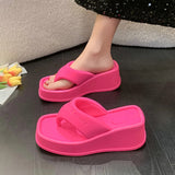 Hnzxzm Thick Sole Wedges Flip-Flops Women Summer Chunky Platform Beach Slippers Woman Plus Size 43 Clip Toe Wedge Heeled Sandals