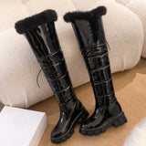 Hnzxzm Hot Warm Snow Boots Women 2024 Winter Shoes Platform Over Knee High Rain Boot Ladies Casual Warm Fur Plush Long Shoes Waterproof