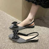 Hnzxzm Women's Sandals Summer 2024 Pointed Low Heels Bow-knot Sandalias Fashion Baotou Strap Elegant Female Shoes Chaussure Femme