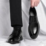 Hnzxzm 8cm Heel Men's Dress Shoes New Designer Cow Leather Increase Casual Spring Autumn Black Platform Wedding Shoes Male