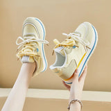 Hnzxzm Yellow Platform Sports Shoes Woman Designer Fashion Niche Mixed Color Women Sneakers Casual Lace-up Female Sneakers