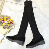 Hnzxzm Footwear Above Over The Knee Ladies Boots Black Shoes for Women Thigh High Platform Sock Demi-season Chic and Elegant New in Y2k
