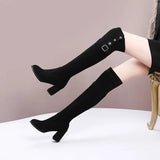 Hnzxzm Women Over The Knee Boots Suede Sexy High Heels Ladies Buckle Long Boots New Warm Female Shoes Slim Thigh High Boots Party Pumps