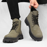 Hnzxzm Men's Motorcycle Boots Comfortable Platform Boots Men's Outdoor High Top Leather Boots Fashion Comfortable Waterproof Men Shoes