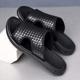 Hnzxzm Men's Flip Flops Summer New Lightweight Woven Slippers Fashion Casual Outdoor Sandals Breathable Anti Slip Beach Shoes