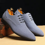 Hnzxzm New Men Dress Shoes Lace-up Round Toe Oxfords Blue Gray Business Handmade Wedding Shoes  Size 38-48 Mens Shoes