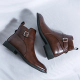 Hnzxzm New Brown Ankle Boots for Men Business Black Zipper Handmade Short Boots  Size 38-47