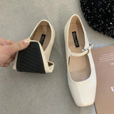 Hnzxzm Women Mary Janes Lolita Soft Flats Lady Retro Kawaii Square Toe Silver Gold Brown Leather Kawaii Elegant Church Slipony Shoes