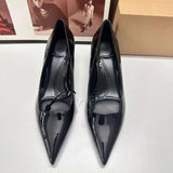 Hnzxzm Elegant Dress Ladies Pumps 2024 Pointed Classic Stilettos Patent Leather Brand Design High Heels Modern Office Women's Shoes