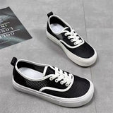 Hnzxzm Woman Footwear Lace Up Shoes for Women Mesh Breathable Low White Walking Comfortable and Elegant Casual Daily Routine Vulcanized