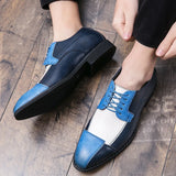 Hnzxzm Men's Fashion Wedding Party Derby Shoes Men British Patchwork Lace-up Casual Business Shoes Mens Dress Office Oxfords Flats