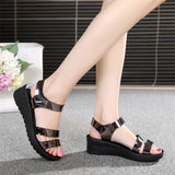 Hnzxzm Summer Fashion Women's Platform Non-slip Sandals Open Toe Buckle Strap Elegant Women's Shoes Wedge Feminine Shoes