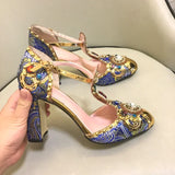 Hnzxzm Women Embroidery Flower Jewelled Diamond High Heels Pumps Bridal Crystal Metal Wedding Shoes Spring Summer Rhinestone Shoes