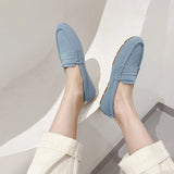 Hnzxzm Large Size 34-43 Women's Flat Shoes Soft Sole Anti Slip Casual Bean Shoes New Knitted Woven Flats Shoes Slip on Loafers