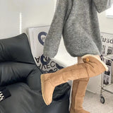 Hnzxzm Shoes Women's Leather Boots  Round Toe Australia Plush Sexy Thigh High Heels High Sexy Winter Footwear Low Ladies Snow Fur Rubbe