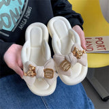 Hnzxzm Summer Women Slippers Fashion Bowknot Flip Flops Beach Shoes for Women Non-slip EVA Slippers Outdoor Women Shoes