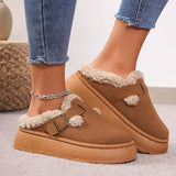 Hnzxzm New Luxury Winter Women's Boken Shoes Plush Fashion Retro Bean Shoes Cotton Women's Flat Sole Slippers Platform Women Boots