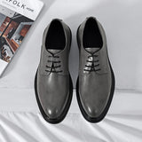 Hnzxzm New Classic Mens Oxford Dress Shoes Black Gray Brown Genuine Leather Calfskin Men's Shoes Handmade Lace Up Formal Wedding Shoes