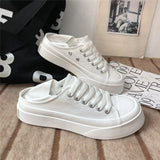 Hnzxzm Women's Shoes Round Toe Female Footwear Canvas White High on Platform Free Shipping Offer New Arrival Cheap Low Price Urban