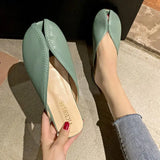 Hnzxzm Women's Slippers and Ladies Sandals Mules Slides Flat Green Outside Summer Shoe W Vip Trend Shoes on Promotion I Offer F B