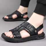 Hnzxzm Classic Summer Men's Sandals Genuine Leather Sandals Men Outdoor Beach SlippersOutdoor New Leather Shoes Sandalias Hombre