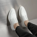 Hnzxzm Men shoes lace up oxfords Luxury Casual White Leather Leisure Dress Shoes Comfort Handmade Trend Fashion wedding party Shoes