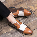 Hnzxzm Men's Fashion Wedding Party Derby Shoes Men British Patchwork Lace-up Casual Business Shoes Mens Dress Office Oxfords Flats