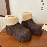 Hnzxzm Winter Warm Plush Women Snow Boots Fashion Short Booties Comfort Thick Heel Cotton Shoes