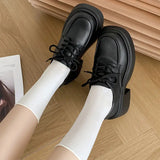 Hnzxzm Patent Pu Leather Black Goth Women's Shoes Lace-up Loafers British New Luxury Woman Japanese Cosplay Anime Lolita Shoes