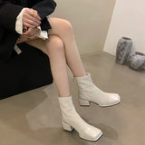 Hnzxzm Women Elastic Slimming Short Boots Fashion Back Zippers Low Heel Shoes Autumn Winter 2024 New Women's Ankle Booties