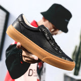 Hnzxzm Luxury Brand New Men Shoes Leather White Sneakers Trendy Comfortable Casual Thick Sole Oxford Men Elastic Designer Leather Shoes