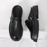 Hnzxzm Mens Designer Brand Italian Casual Chain Loafers Leather Luxury Business Men Half Shoes Drop Ship Mules Black Slides Slippers