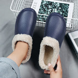 Hnzxzm Men's Shoes, Cotton Slippers Plush and Thick Slippers Toe Wrap Heelless Home Anti Slip Women's Shoes Versatile Couple Shoes