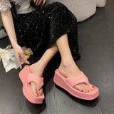 Hnzxzm Thick Sole Wedges Flip-Flops Women Summer Chunky Platform Beach Slippers Woman Plus Size 43 Clip Toe Wedge Heeled Sandals