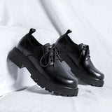 Hnzxzm Fashionable Brand Men's Genuine Leather British Style Thick Bottomed Workwear Shoes Men's Comfortable Large Toe Leather Shoes