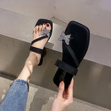 Hnzxzm Woman Slippers Crystals Summer Jewels Sandals on Beach Slides Off White Shoes for Women 2024 Flip Flops Low Heel Rhenstone Vip F