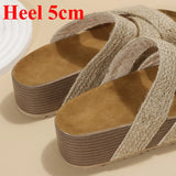 Hnzxzm Snake Pattern Thick Bottom Cork Sandals Women Summer Non-Slip Platform Slippers Woman Cross Strap Casual Clogs Slides Shoes