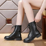 Hnzxzm Boots Elegant with Low Heels Footwear Biker Shoes for Women Mid Calf Black Work Half High Gothic Boot Goth Gyaru Y2k Hot