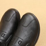 Hnzxzm Flats Shoes Soft Sole Loafers Round Toe ShoesNew Spring and Autumn Flat Sole Non slip Female Casual Leather Shoes