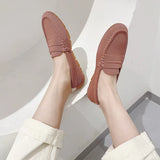 Hnzxzm Large Size 34-43 Women's Flat Shoes Soft Sole Anti Slip Casual Bean Shoes New Knitted Woven Flats Shoes Slip on Loafers