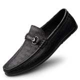 Hnzxzm New Black Loafers Men's Leather High Quality Designer Men's Shoes Leather Shoes Soft Sole Comfortable Casual Shoes Moccasin